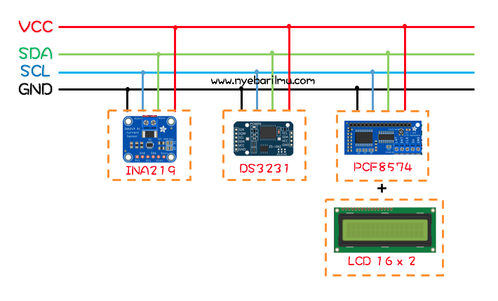 Contoh interface i2c secara paralel