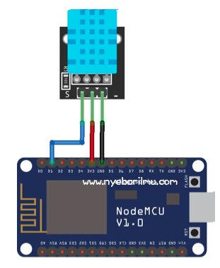 Monitoring DHT11 via browser komputer dengan NodeMCU