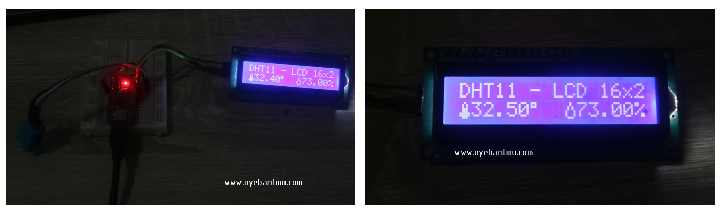 hasil trial dht11 dan lcd 16x2