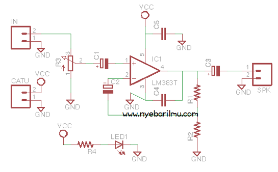 Rangkaian mini amplifier LM383