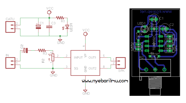 Rangkaian mini amplifier TDA7052
