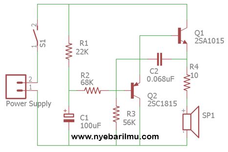 rangkaian alarm dengan menggunakan transistor