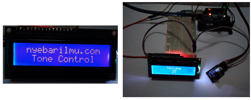 Hasil program tutorial kedua rotary encoder dengan penampil lcd 16x2