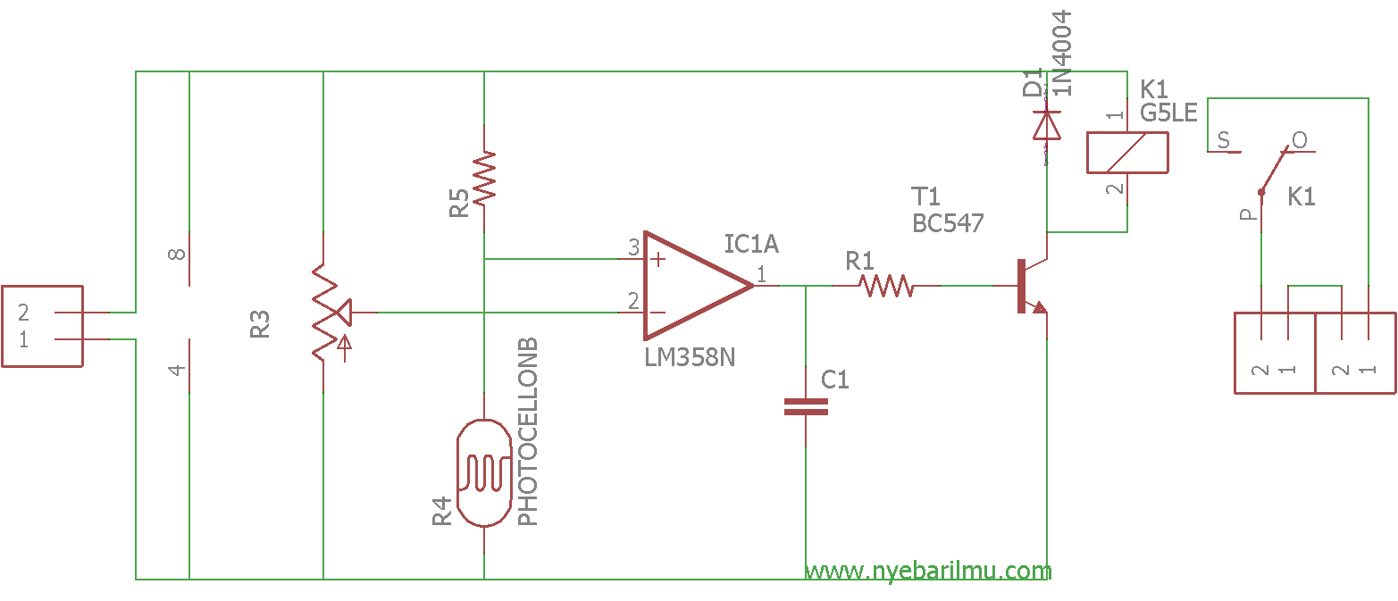 rangkaian lampu otomatis dengan sensor LDR
