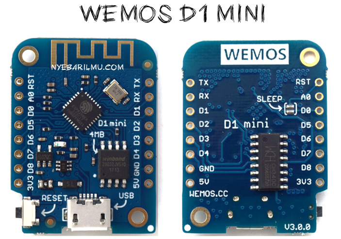 Wemos d1 mini - side front and back