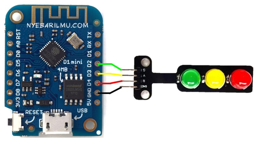 wemos d1 mini & 3 LED R Y G