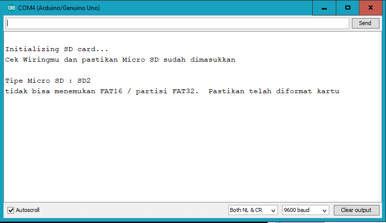 Hasil pembacaan micro sd module arduino