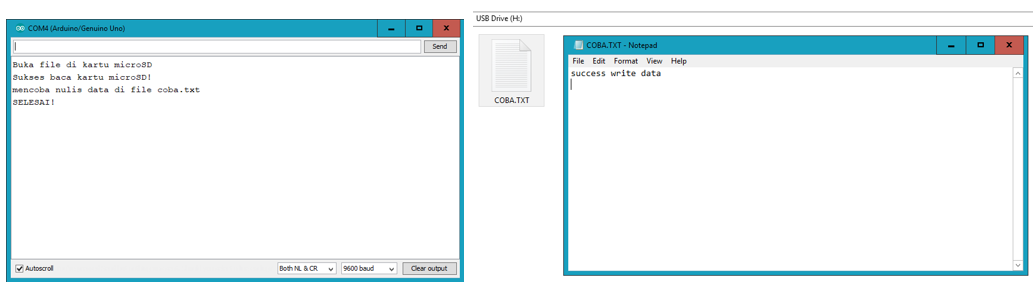 Trial program kedua module micro sd arduino