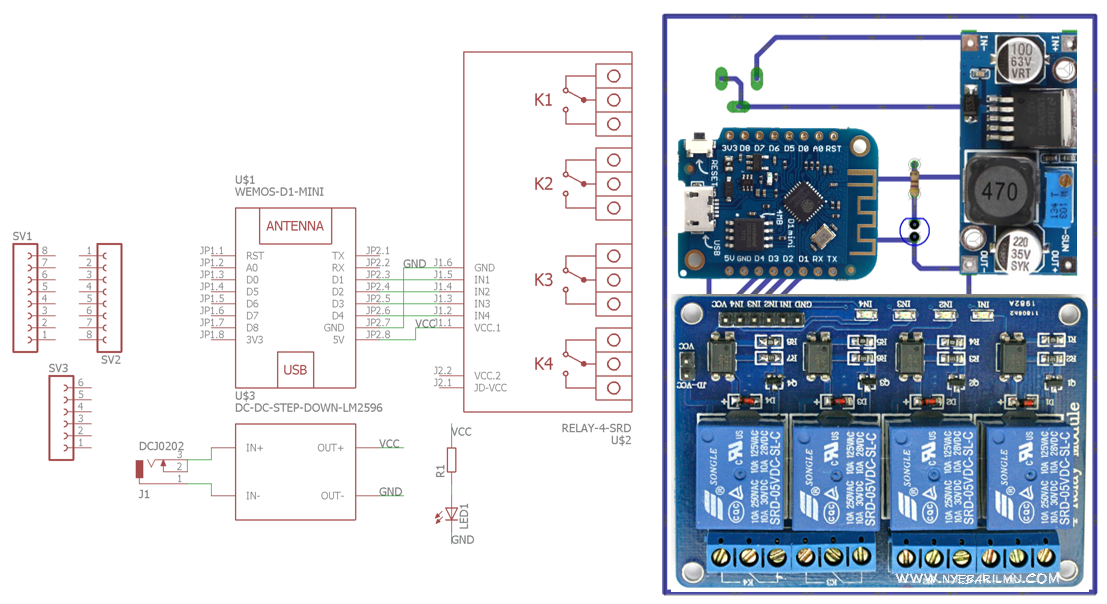 Schematic and PCB boards - smart home control relay telegram bot