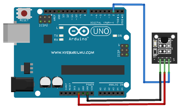 Rangkaian Sensor suhu DS18B20 dengan arduino Uno