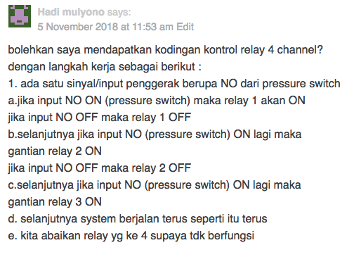 Contoh kasus untuk penggunaan Solid State Relay