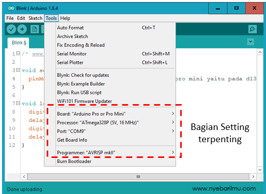 Setting Software Arduino IDE - Arduino Pro mini