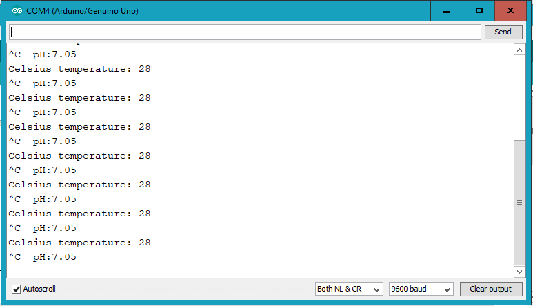 hasil ph meter serial monitor