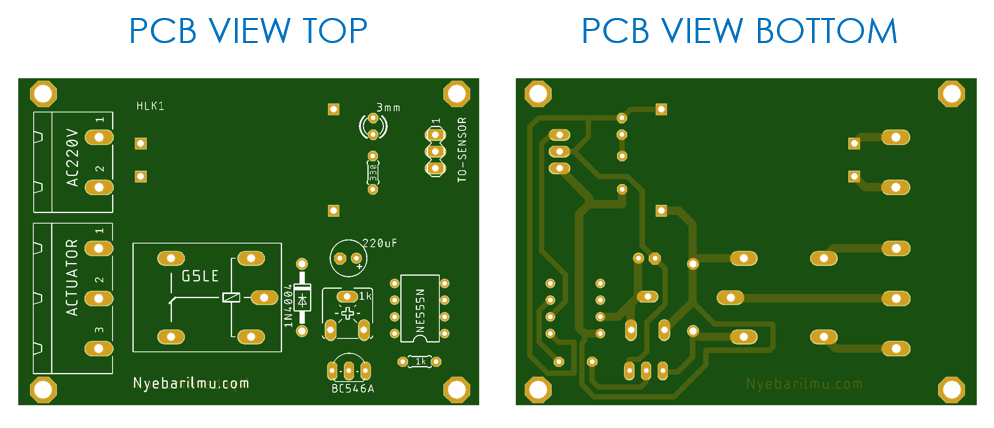 pcb top view and bottom view pengering tangan sederhana