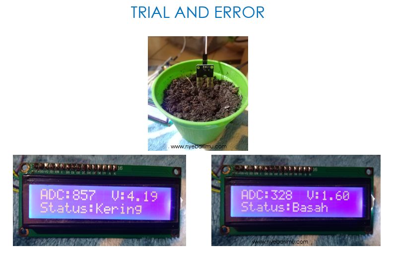 trial lcd display - ssensor kelembaban tanah arduino