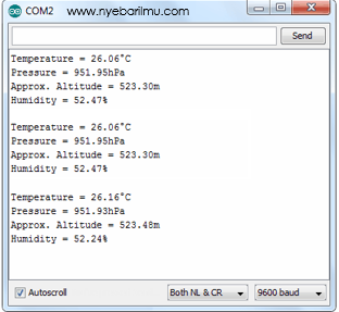 hasil serial monitor BME280