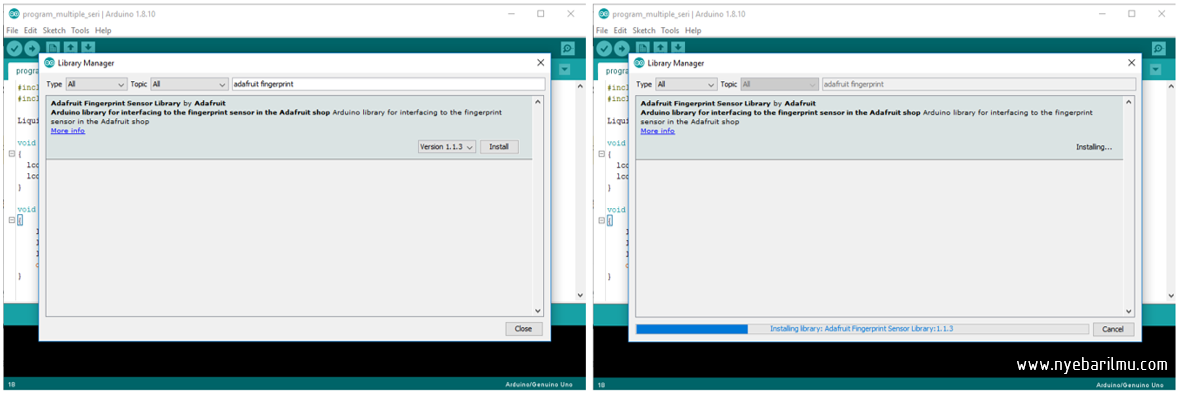 Instalasi libraries sensor fingerprint langkah-2
