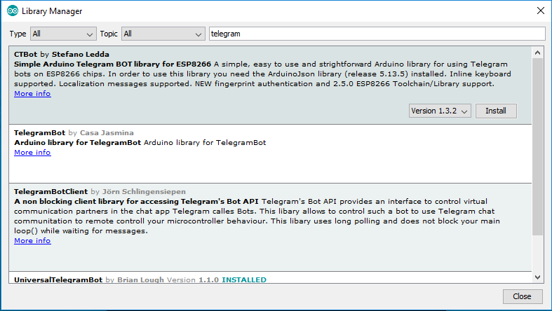 Instalasi libraries telegram