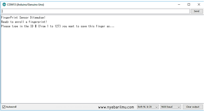 Serial monitor Enroll sidik jari