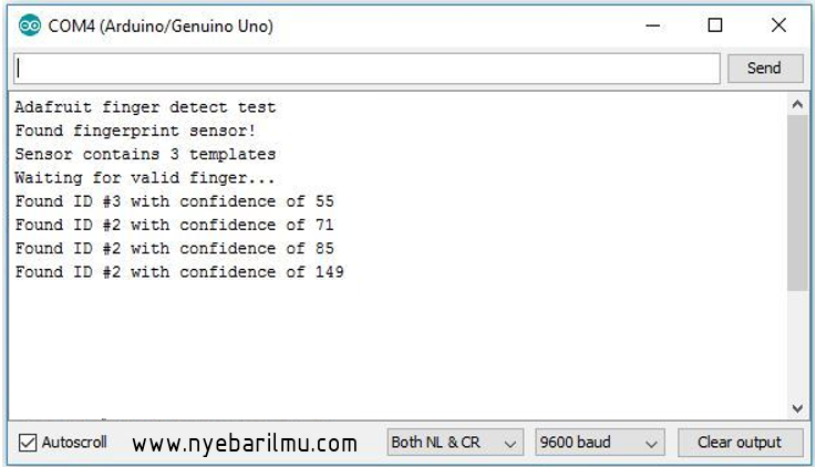Serial monitor cek data fingerprint
