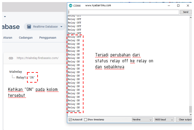 Trial relay on off firebase esp8266