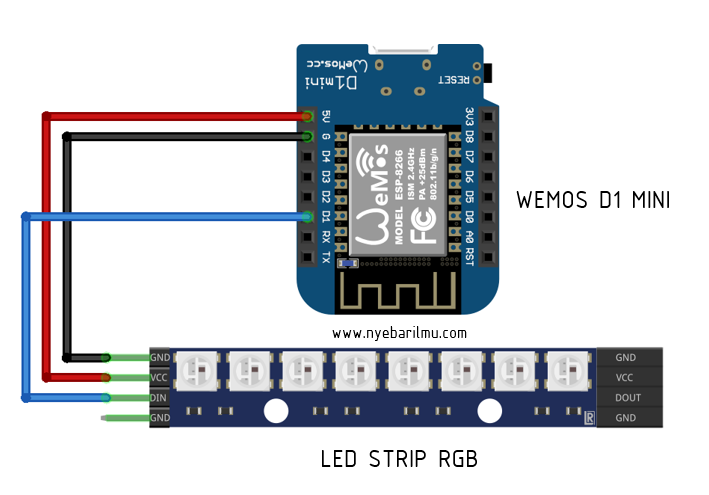 Wemos D1 MINI, Led Strip RGB, dengan Google Firebase